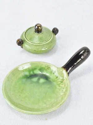 Sugar bowl and plate with long handle - Dieulefit