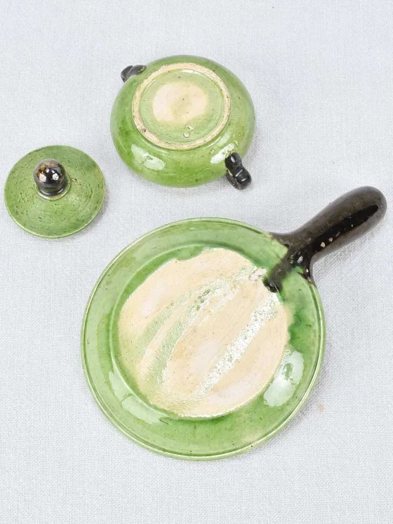 Sugar bowl and plate with long handle - Dieulefit
