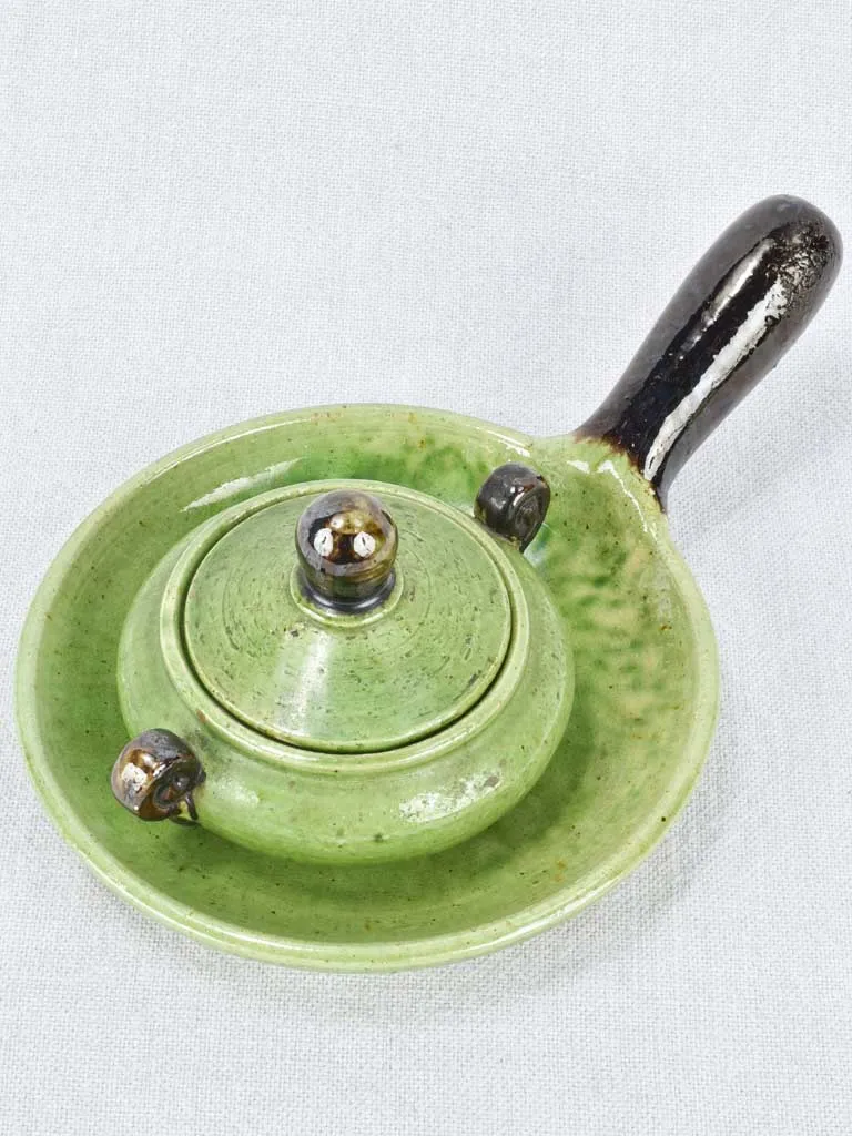 Sugar bowl and plate with long handle - Dieulefit