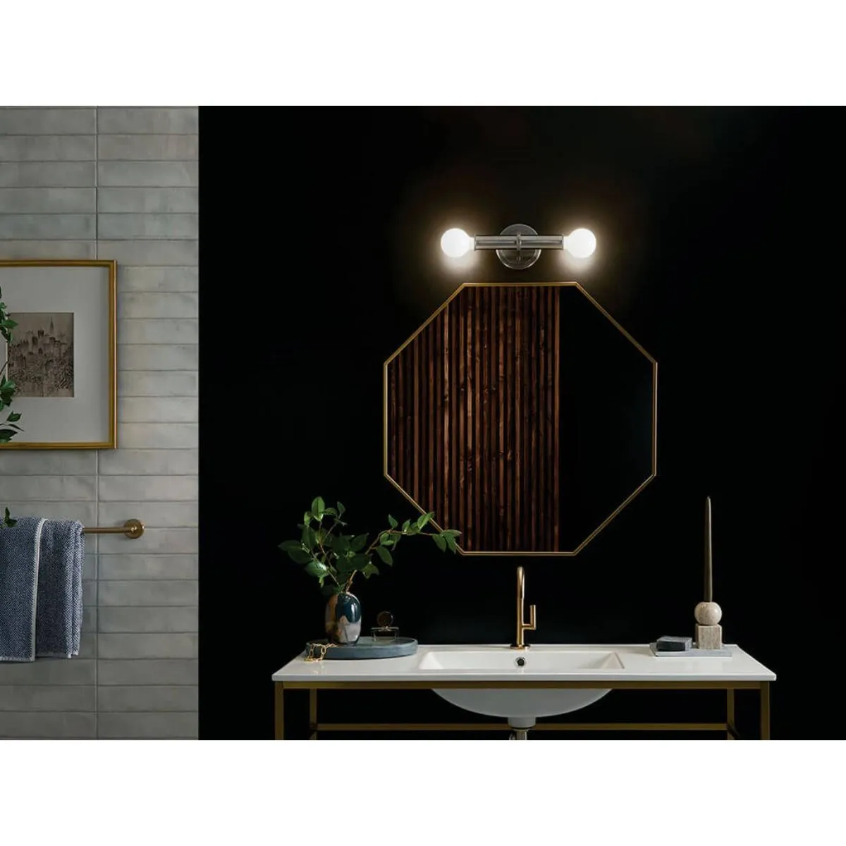 Torche 10 in. 2 Lights Wall Light Brushed Nickel Finish