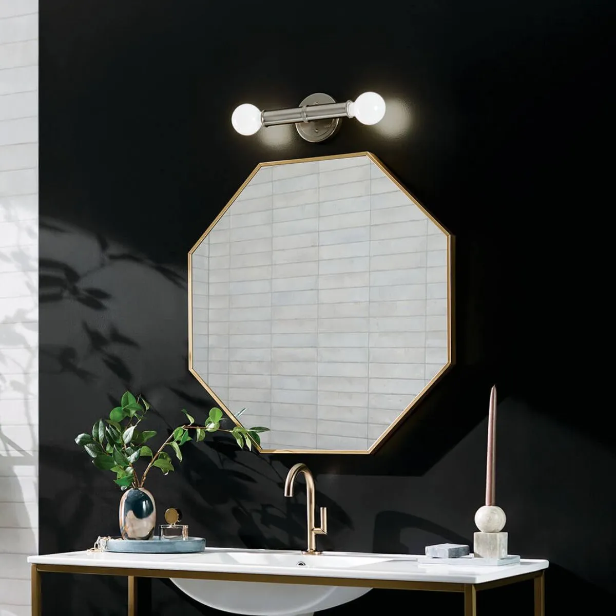 Torche 10 in. 2 Lights Wall Light Brushed Nickel Finish