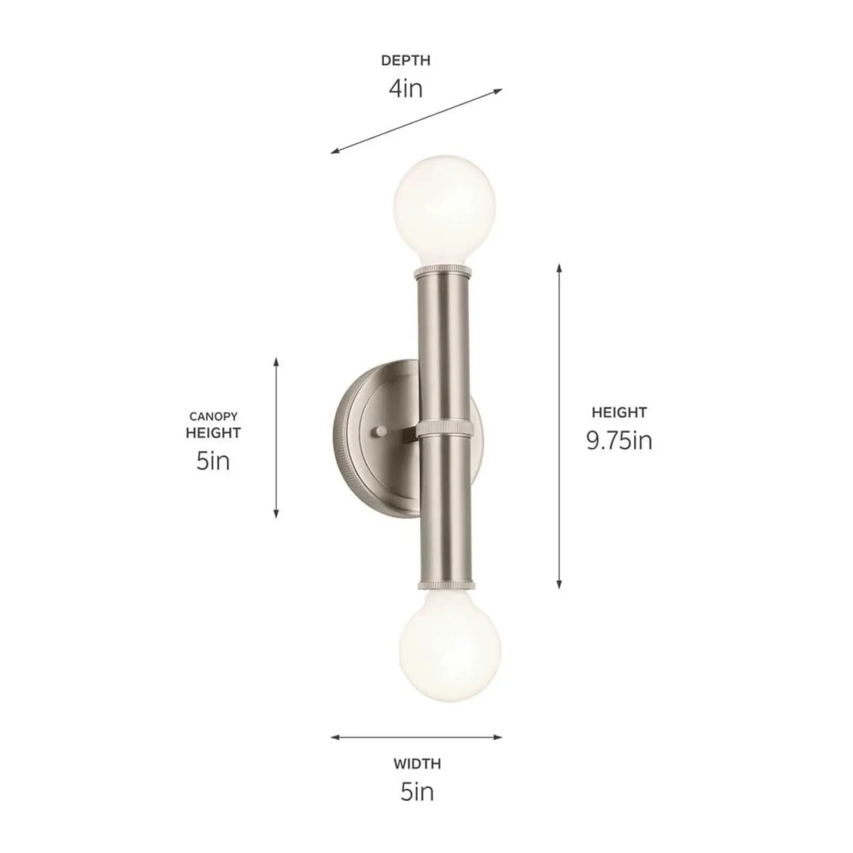 Torche 10 in. 2 Lights Wall Light Brushed Nickel Finish